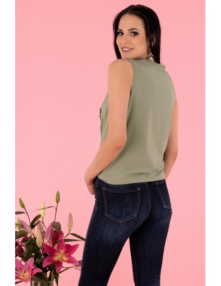 Nenaria blouse women's sleeveless khaki, Merribel b47