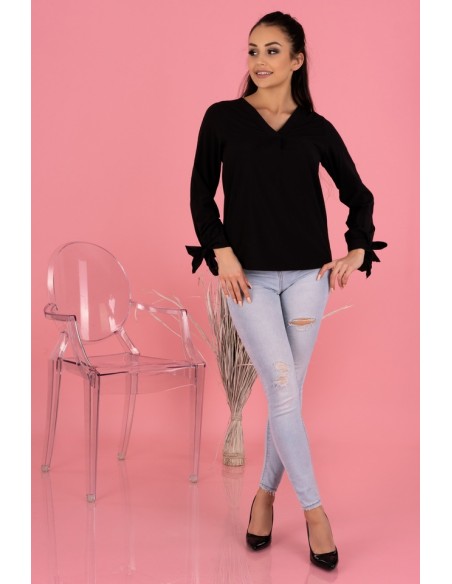 Ormin blouse women's with ozdobnymi długimi rękawami black, Merribel b50