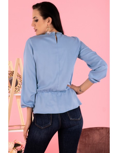 Iseara blouse women's with long sleeve blue,...