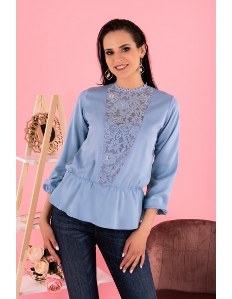 Iseara blouse women's with long sleeve blue,...