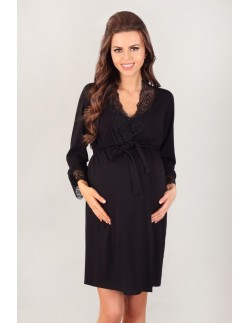 Bathrobe ladies' pregnancy with koronką black Lupoline 3026