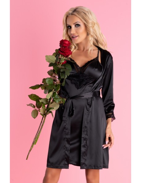 Ariladyen satin bathrobe ladies' black, Livia...