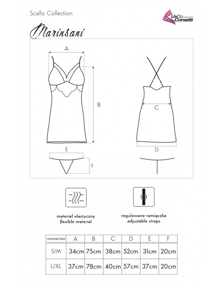 Marinsani satin t-shirt night with thongs...