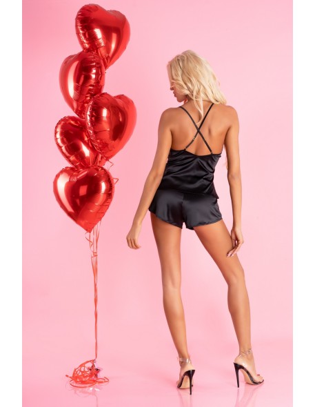 Miraaze set satin t-shirt + shorts black, Livia...