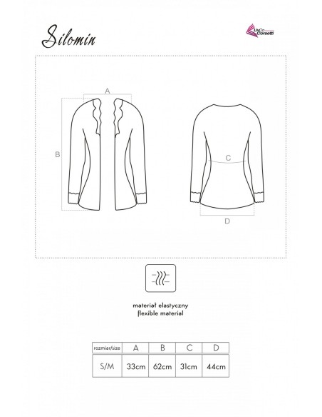 Silomin komplet koronkowy body + krótki szlafrok czarny, Livia Corsetti lc 1401 