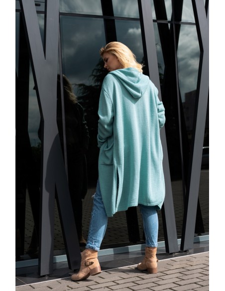 Amaral kardigan damski długi z kapturem miętowy, Merribel