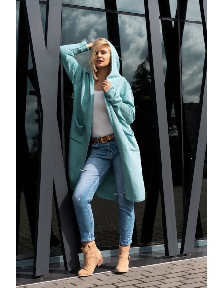 Amaral kardigan ladies' long with hood mint,...