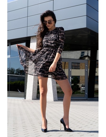 Saphir dress women's mini black with patterns, Merribel d165