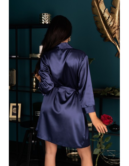 Edelina satin bathrobe ladies' navy blue, Livia Corsetti lc 90520