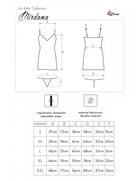 Mirdama satin t-shirt night with thongs navy...