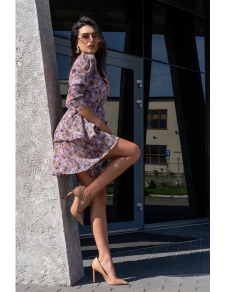 Gerasin sukienka damska mini z długim rękawem fioletowa, Merribel d165