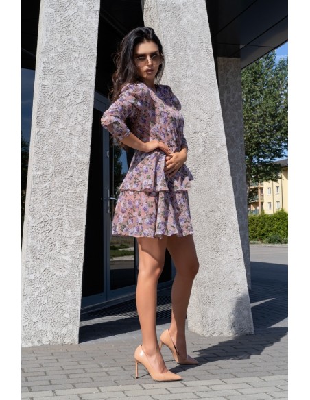 Gerasin dress women's mini with long sleeve purple, Merribel d165