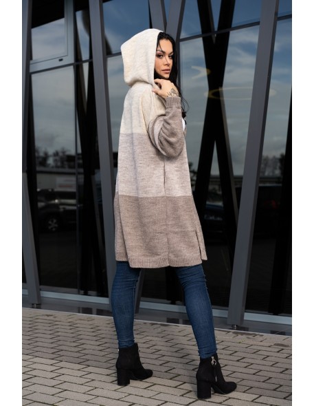 Avami kardigan damski z kapturem beżowy, Merribel