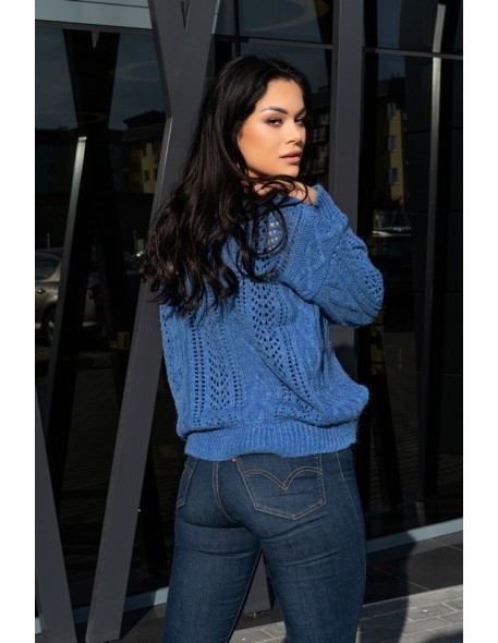 Boniqe sweater ladies' fastened openwork...