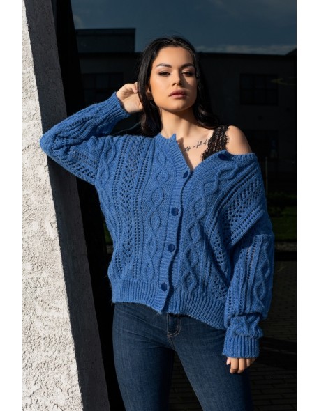 Boniqe sweater ladies' fastened openwork...