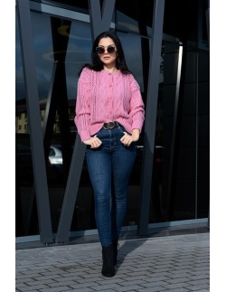 Boniqe sweater ladies' fastened openwork pattern pink,...