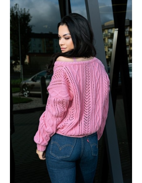 Boniqe sweater ladies' fastened openwork...