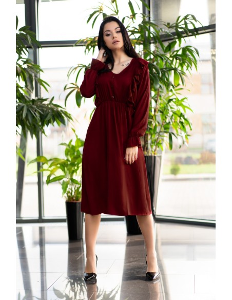 Ratsim dress women's midi with long sleeve cherry, Merribel d09