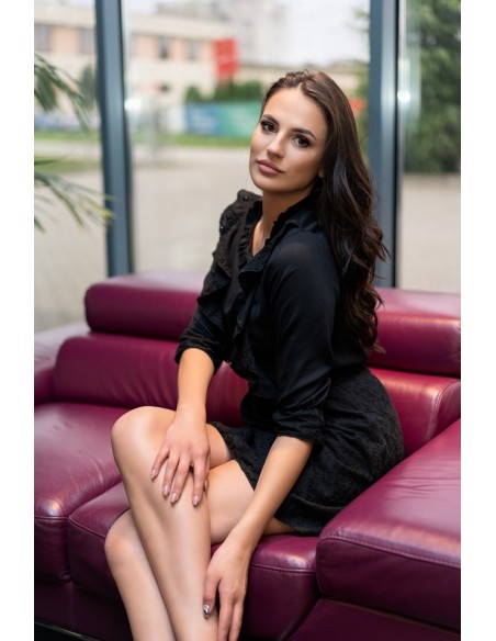 Rien sukienka damska mini z rękawem 3/4 czarna, Merribel d1006