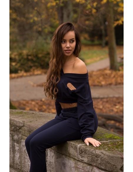 Siment tracksuit set ladies' blouse and trousers navy blue, Merribel 1109