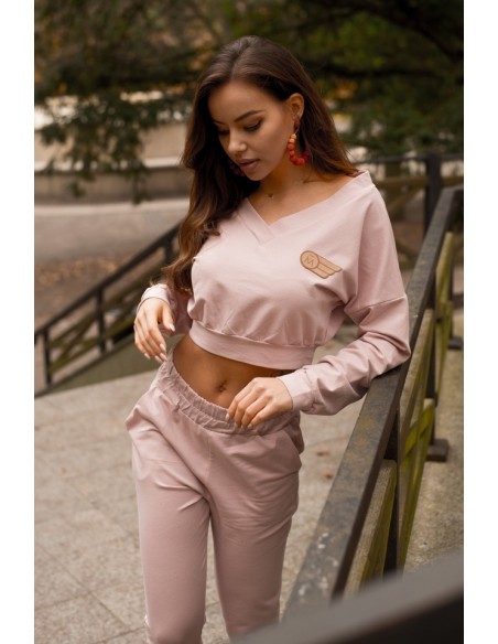 Siment dres komplet damski bluza i spodnie pudrowy, Merribel 1109