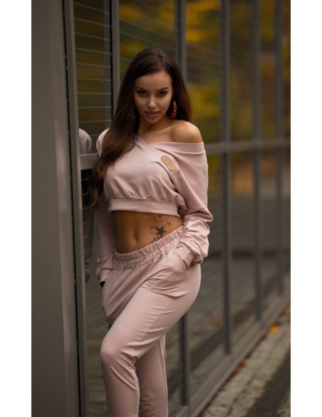 Siment dres komplet damski bluza i spodnie pudrowy, Merribel 1109