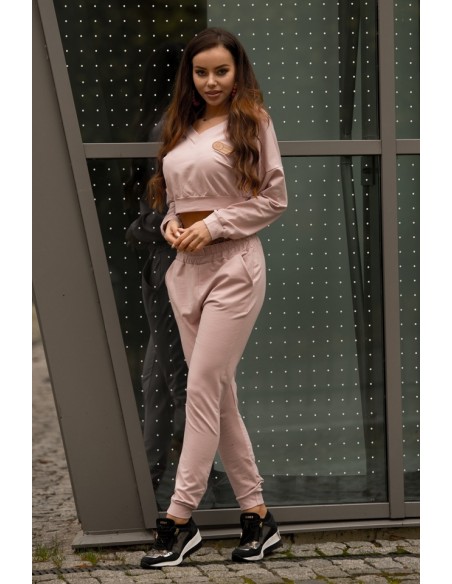 Siment dres komplet damski bluza i spodnie pudrowy, Merribel 1109