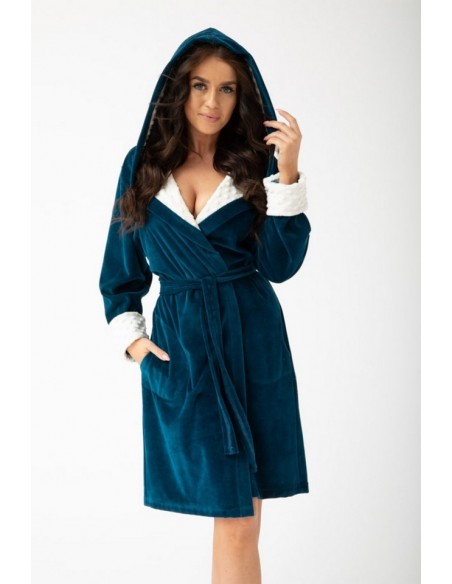 Bathrobe ladies' welurowy with hood Dorota FR-152