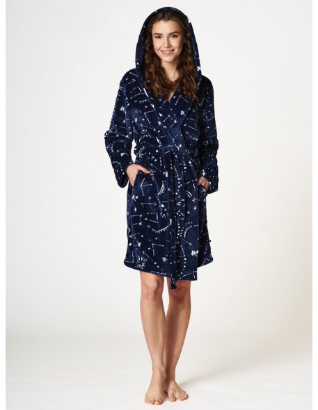 Bathrobe ladies' with hood ciepły short Key LGD 982 B22