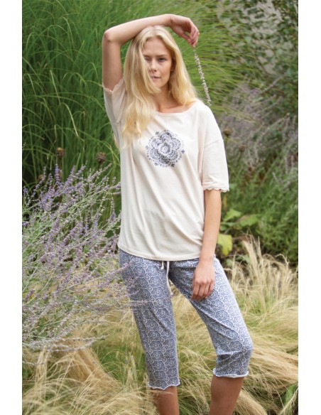 Pajamas women's 3/4 trousers short sleeve Key LNS 744 A23