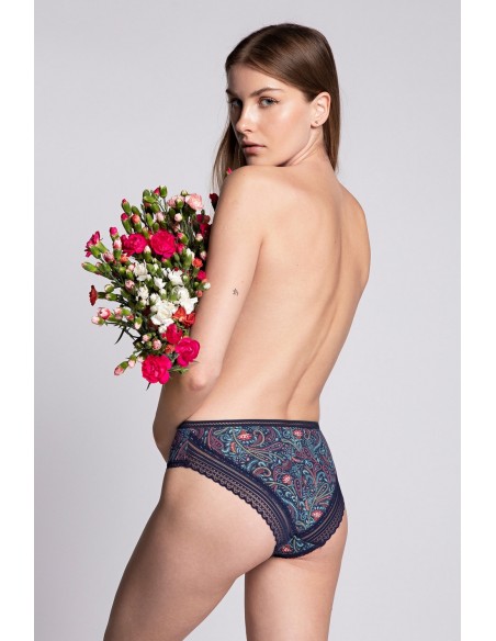 Figi damskie bikini Lama L-1514BI z delikatnym wykończeniem w kolorze czarnym