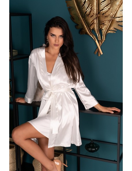 Edelina satynowa szlafrok damski perłowy, Livia...