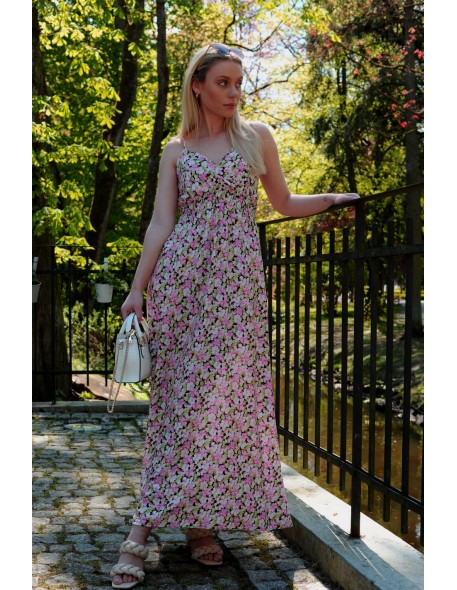 Flolala Pink/Różowa letnia zwiewna dress maxi...