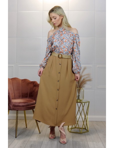 zwiewna long skirt Lulineta Karmelowa/Camel, Merribel