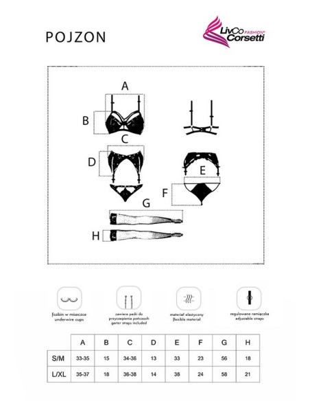 Zmysłowy komplet Pojzon czarny/black LivCo Corsetti Fashion, Livia Corsetti