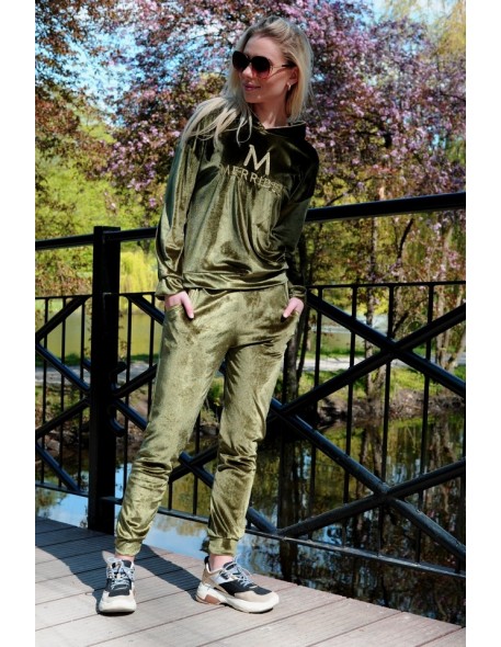 Dollien Khaki welurowy set dresowy with hood,...