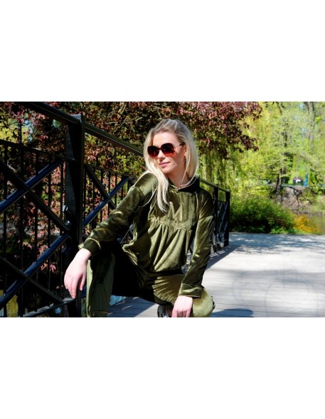 Dollien Khaki welurowy set dresowy with hood,...