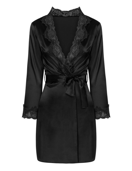 Jacqueline komplet koszulka + szlafrok + figi czarny, Livia Corsetti lc 90249 