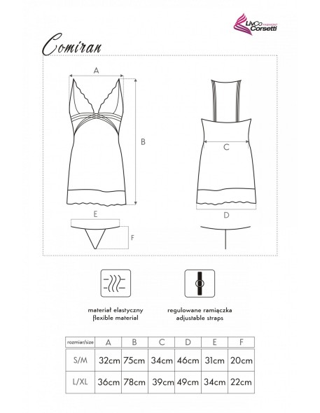 CoMiran koszulka nocna ze stringami czarna,...