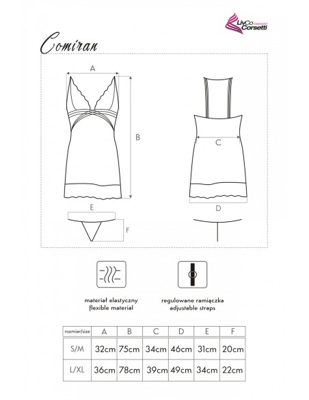 CoMiran koszulka nocna ze stringami czarna, Livia Corsetti lc 90572 xx 