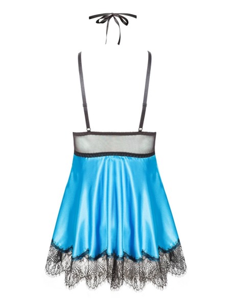 Koronkowa t-shirt night with maską turquoise Eve Beauty Night Fashion