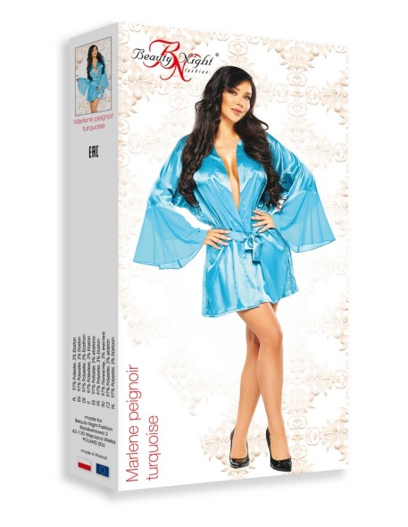 Satin bathrobe turquoise Marlene Beauty Night...