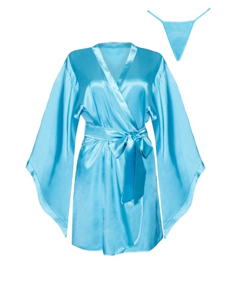 Bathrobe satin short turquoise Samira Beauty...