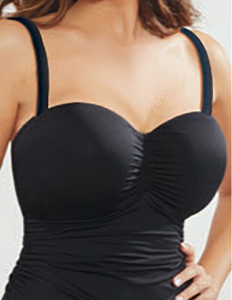 Strój kąpielowy jednoczęściowy bardotka czarny Krisline Beach mhm  