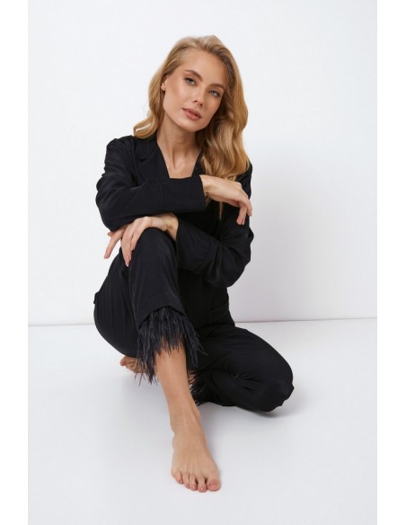 Piżama damska rozpinana Brigitte long Aruelle czarna
