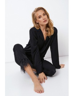Piżama damska rozpinana Brigitte long Aruelle czarna 2