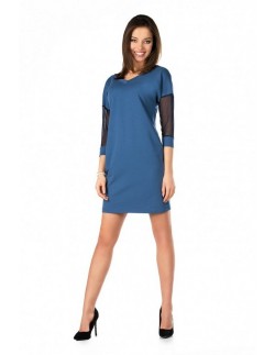 Betanisa sukienka damska z ozdobnymi rękawami 3/4 jeans,... 2