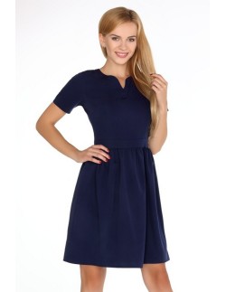 Marelna dress women's short sleeve flared bottom navy...