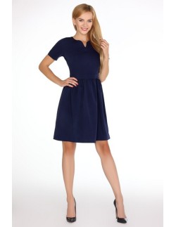 Marelna dress women's short sleeve flared bottom navy... 2