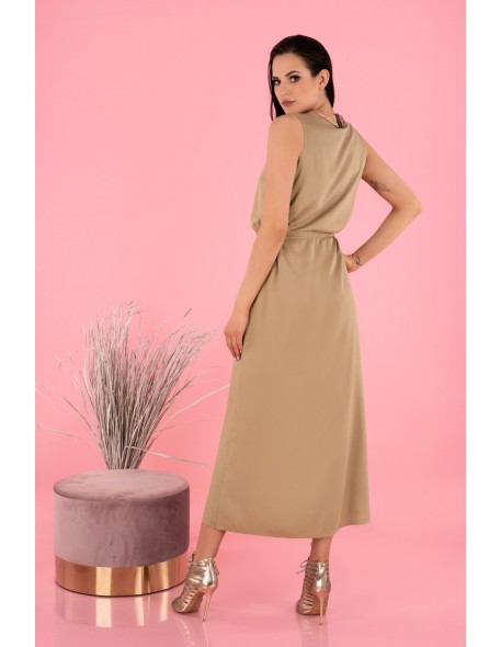 Anara dress women's long on wide straps beige,...